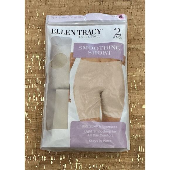 Ellen Tracy Women's 2-Pack Smoothing Short Size L Sunbeige - Picture 1 of 7